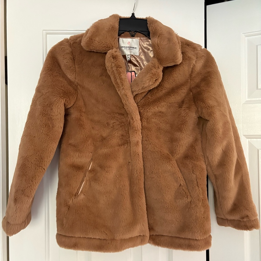 Urban Republic Faux Fur Coat in Rich Brown